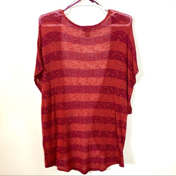 *3/$15 Open Front Short Sleeve Orange Purple Sweater XL - Picture 2 of 8